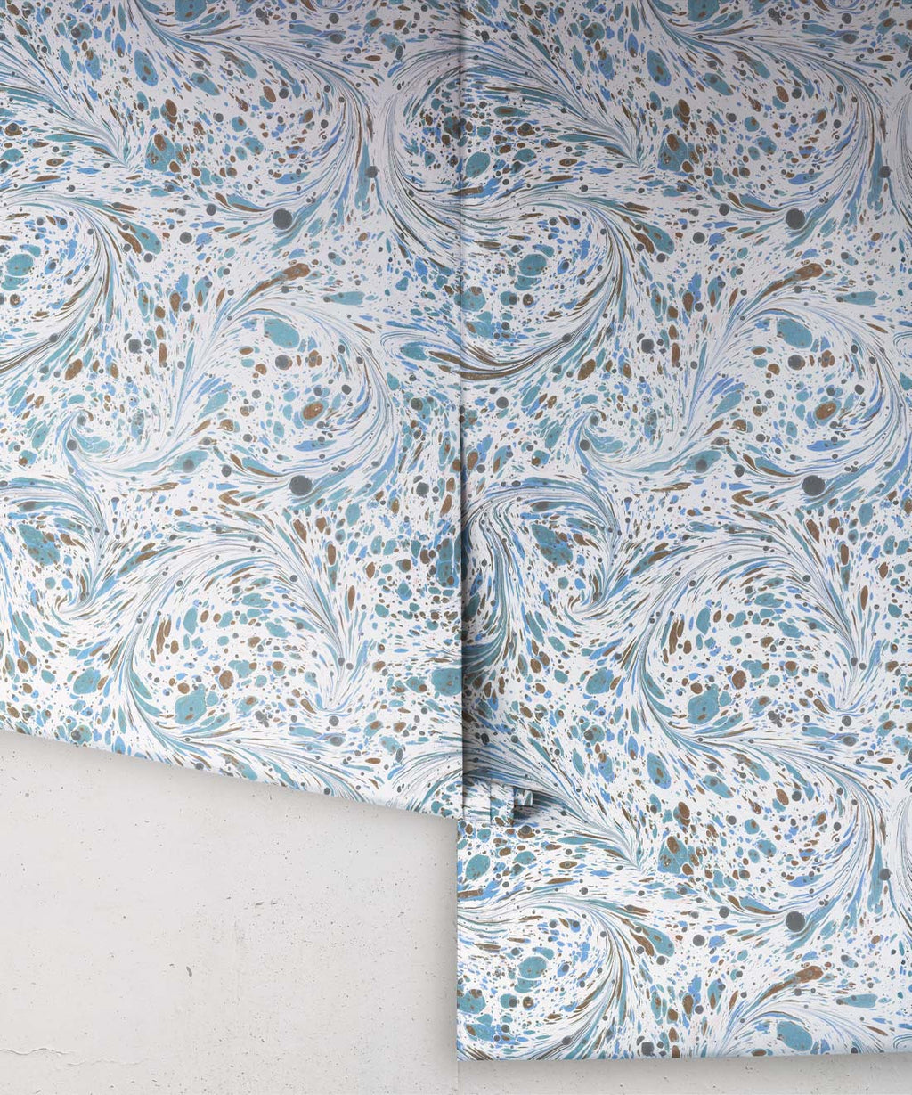 Marble Swirls Wallpaper, Blue