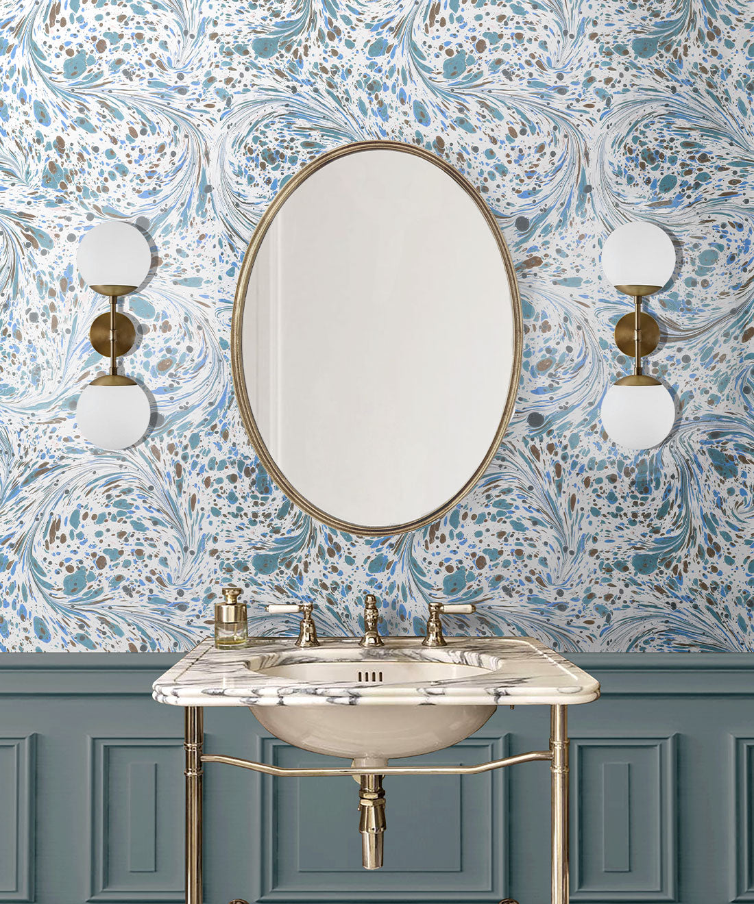 Marble Swirls Wallpaper, Blue