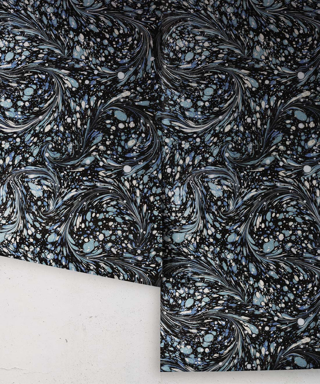Marble Swirls Wallpaper, Navy