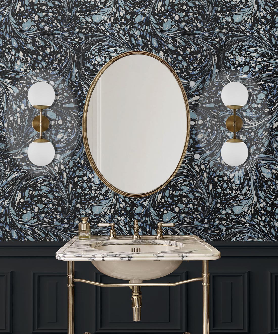 Marble Swirls Wallpaper, Navy