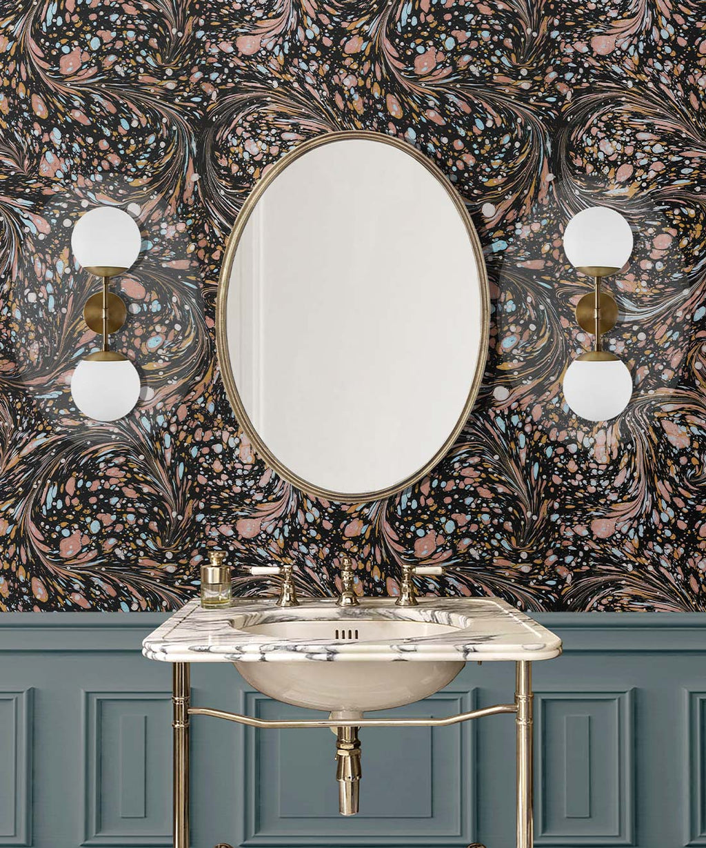 Marble Swirls Wallpaper, Orange