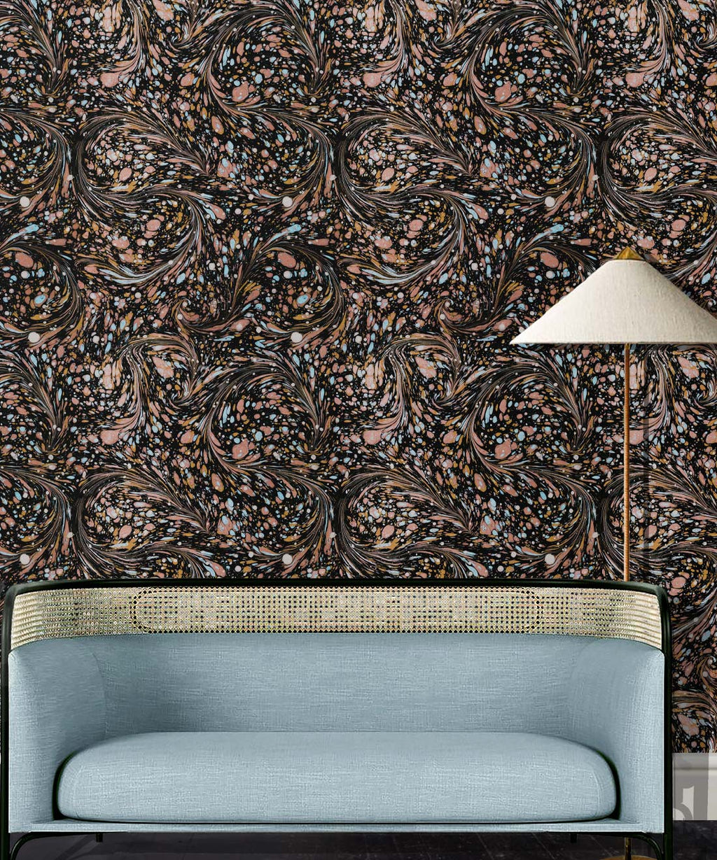 Marble Swirls Wallpaper, Orange