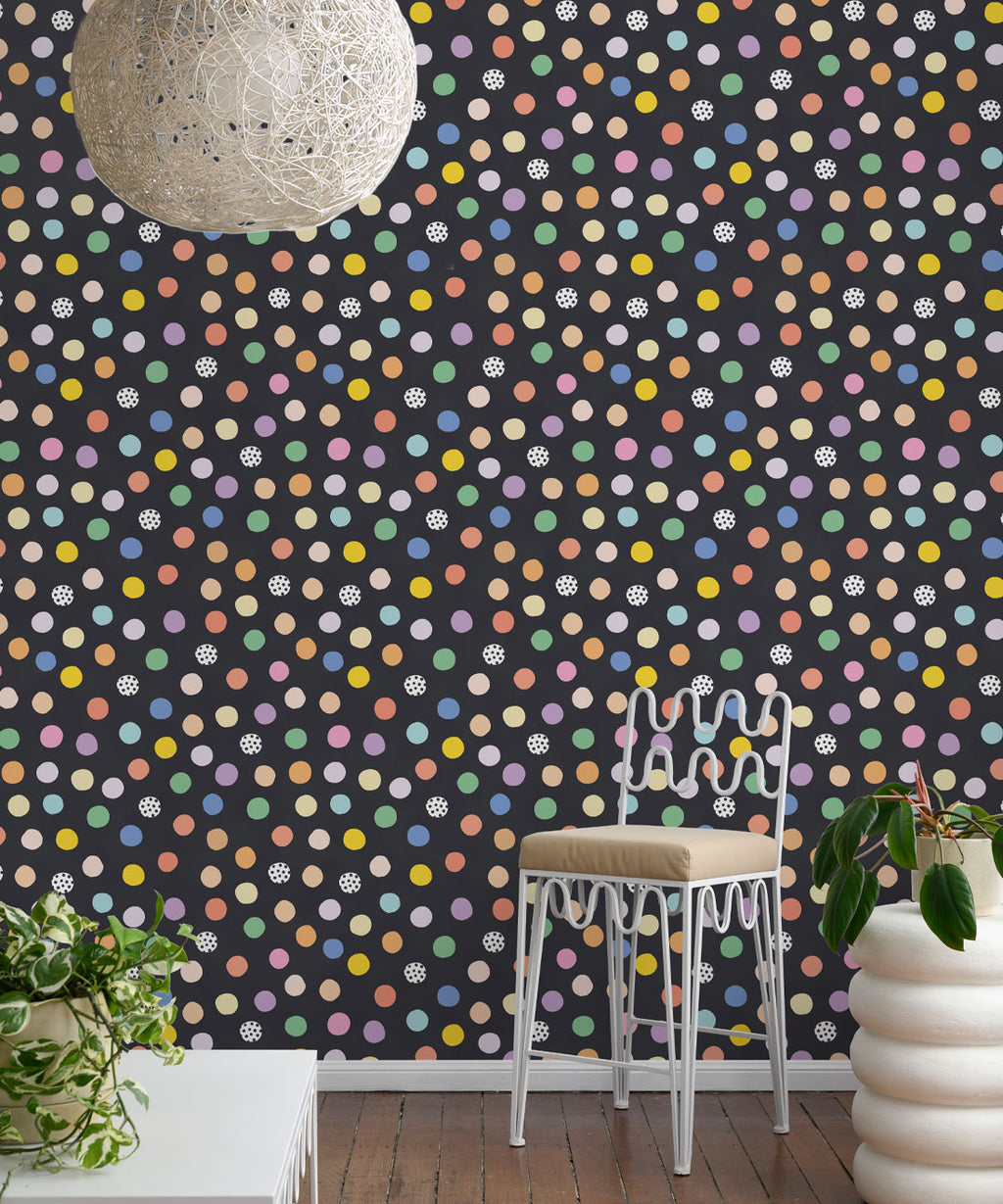 Happy Confetti Wallpaper, Black