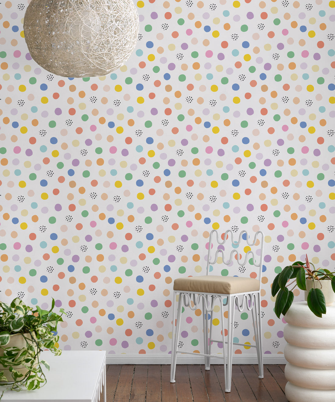 Happy Confetti Wallpaper, White