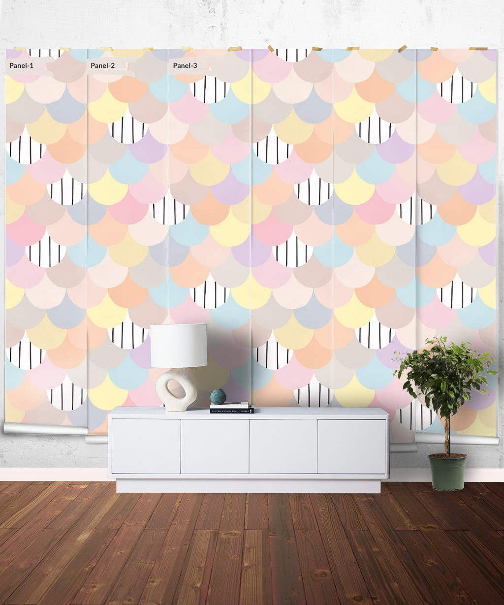 Happy Scales Mural, Pastel Lines