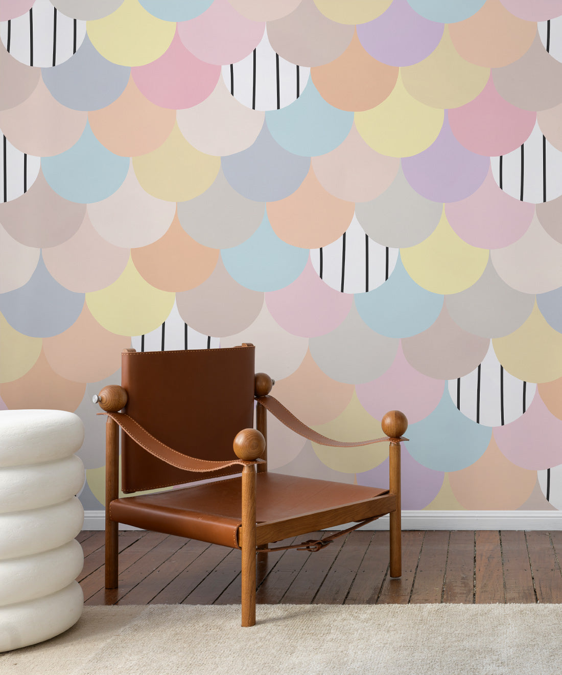 Happy Scales Mural, Pastel Lines