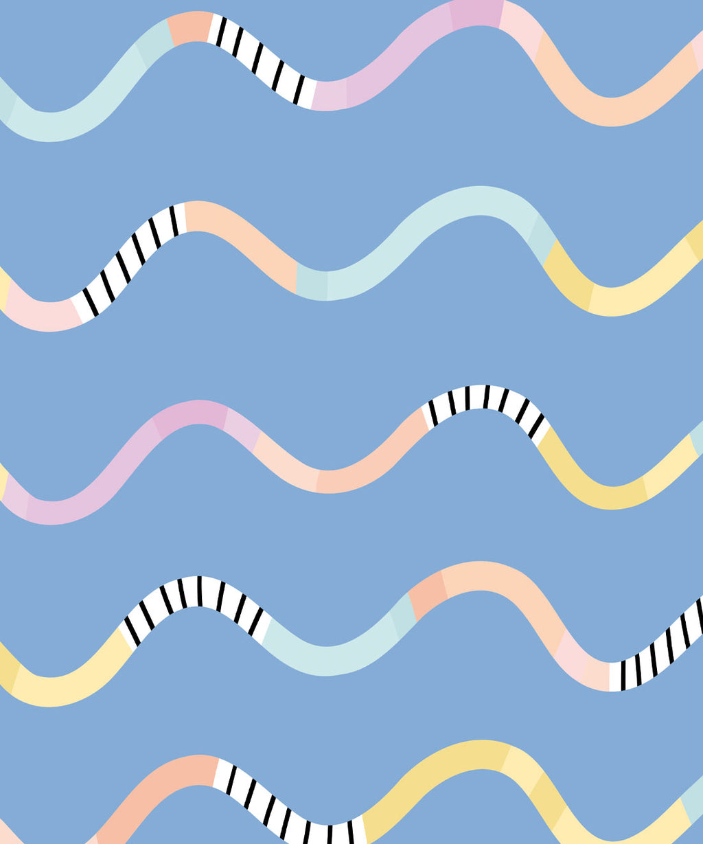Happy Waves Wallpaper, Blue