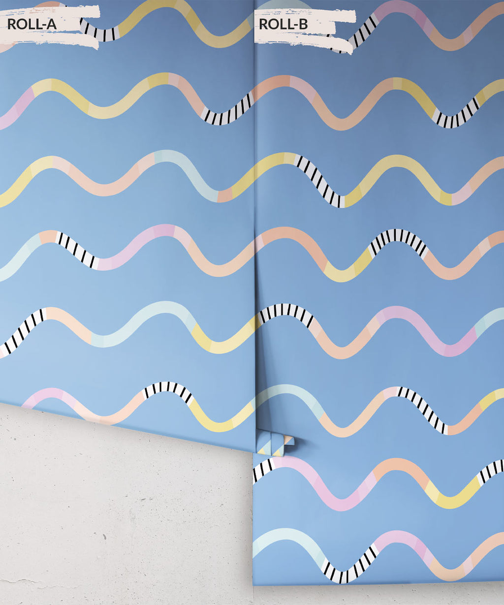 Happy Waves Wallpaper, Blue