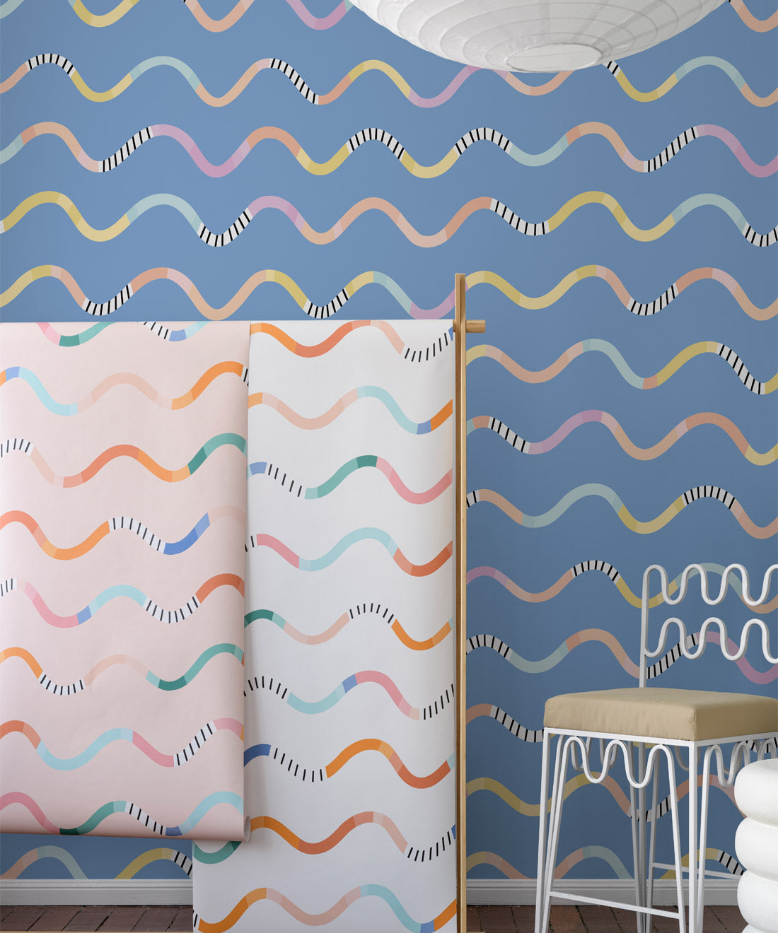 Happy Waves Wallpaper, Blue