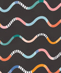 Happy Waves Wallpaper, Charcoal