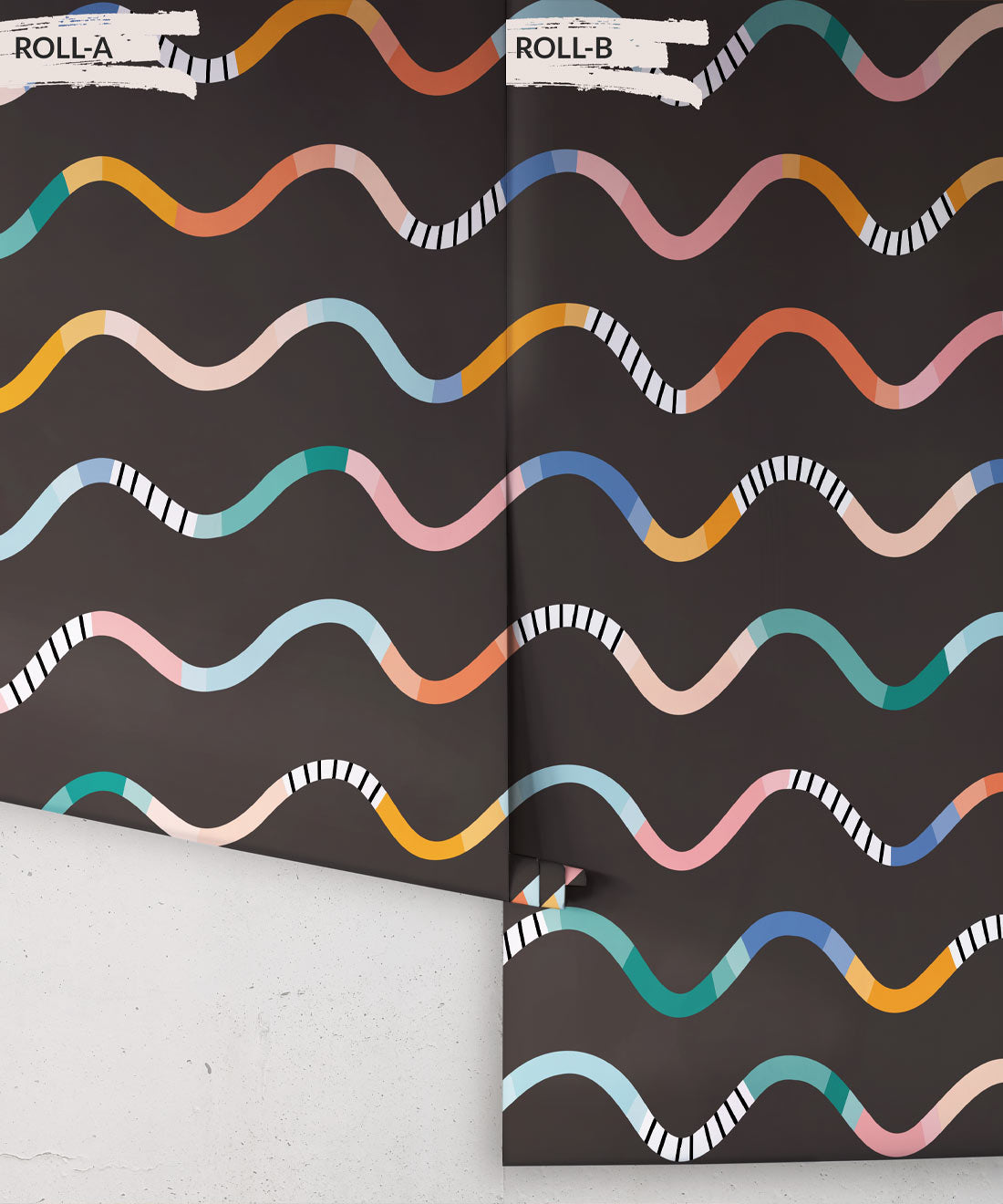 Happy Waves Wallpaper, Charcoal
