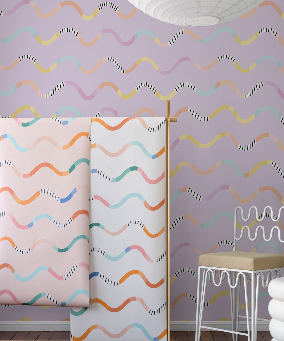 Happy Waves Wallpaper, Lilac