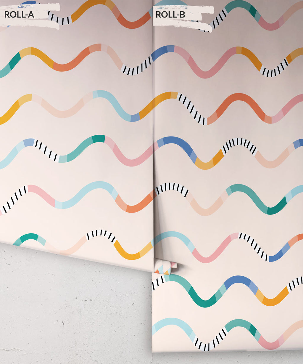 Happy Waves Wallpaper, Peach