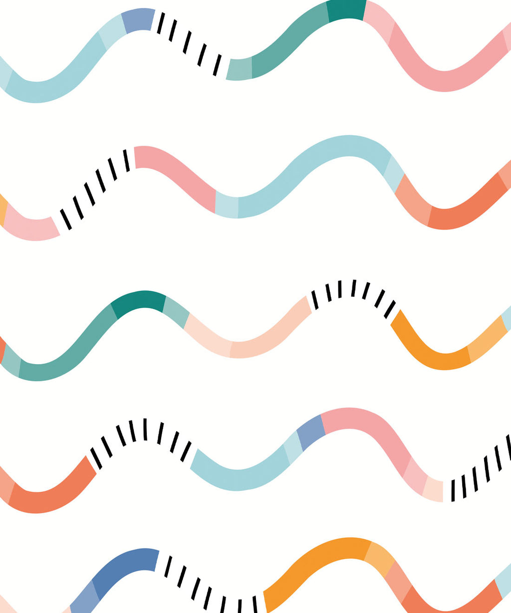 Happy Waves Wallpaper, White