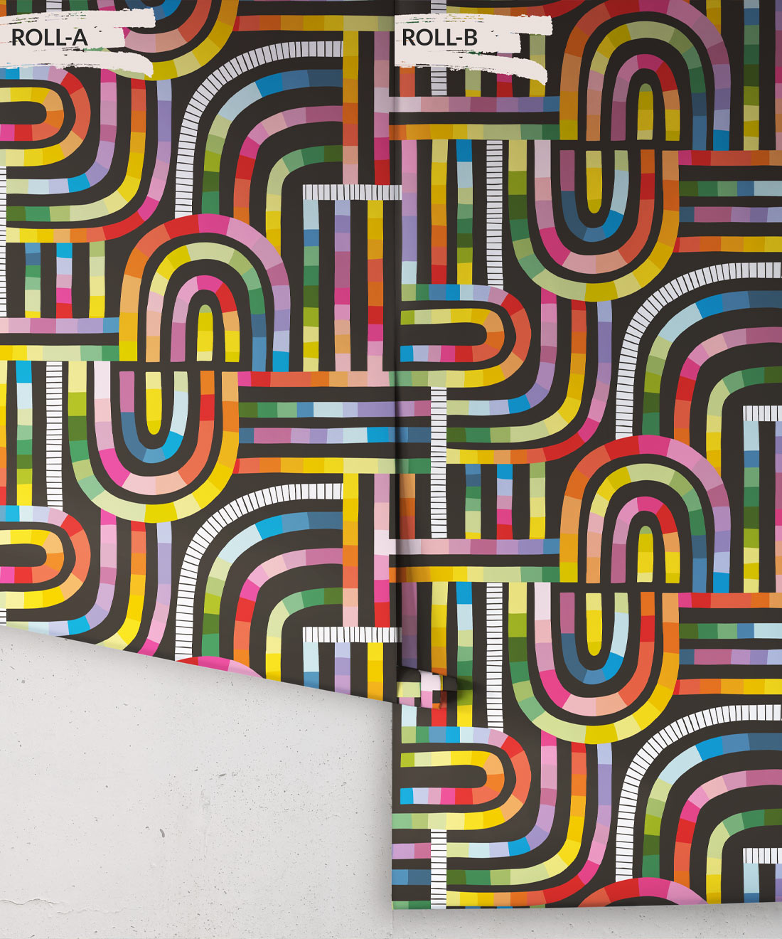 Maze Time Wallpaper, Black Rainbow