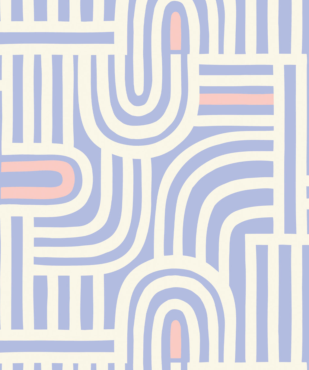 Maze Time Wallpaper, Cornflower Blue