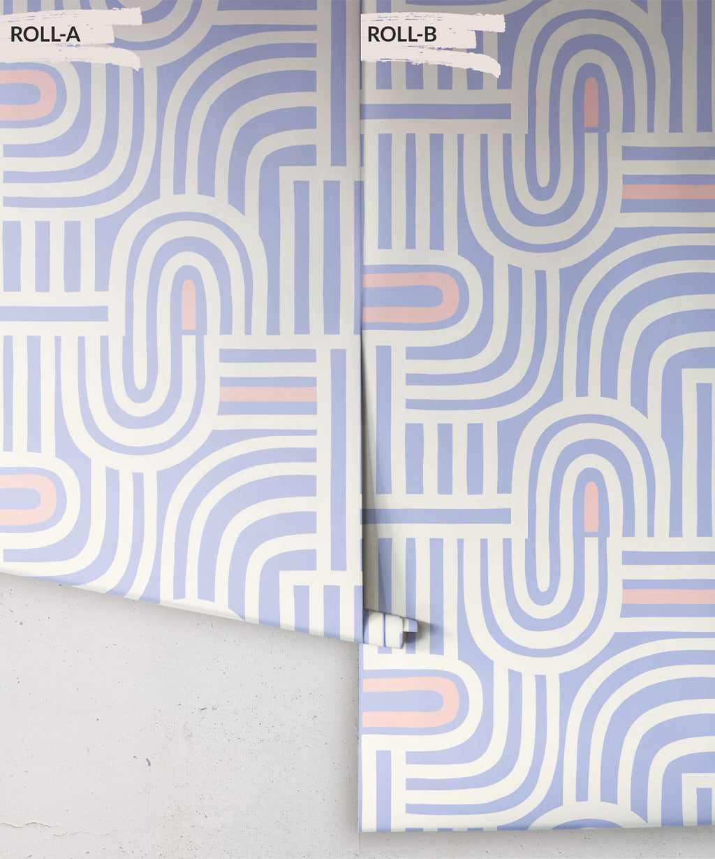 Maze Time Wallpaper, Cornflower Blue