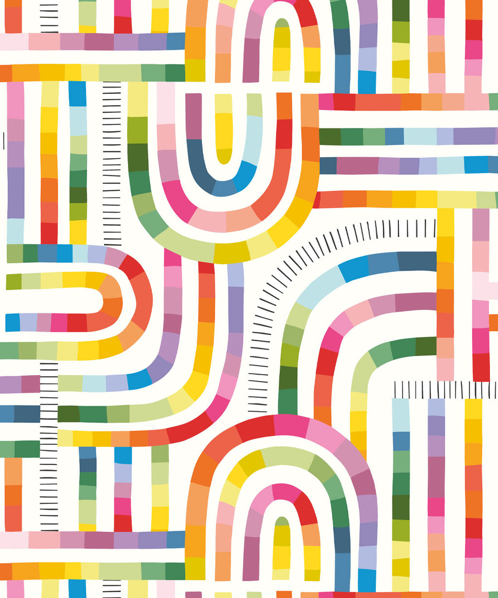 Maze Time Wallpaper, White Rainbow