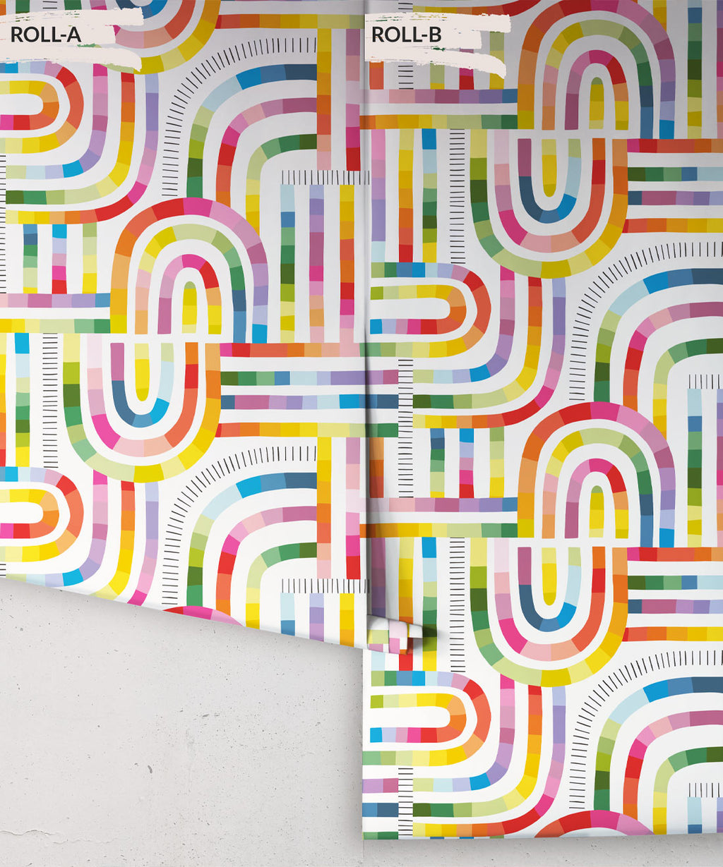 Maze Time Wallpaper, White Rainbow