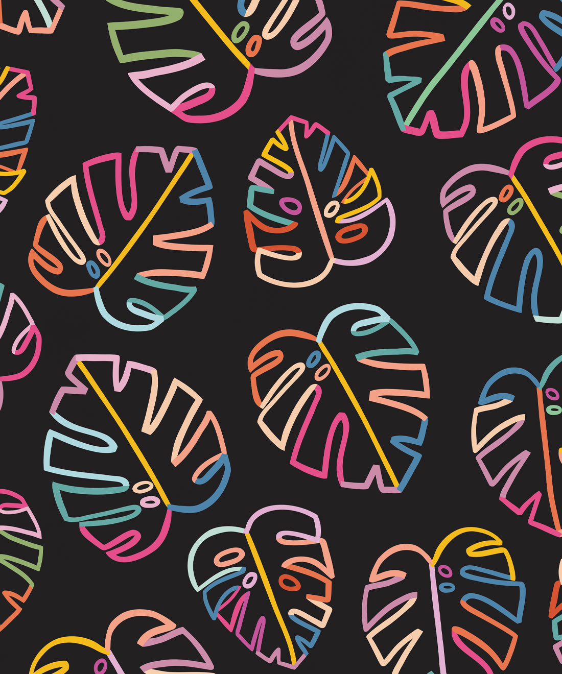 Monstera Love Wallpaper, Black