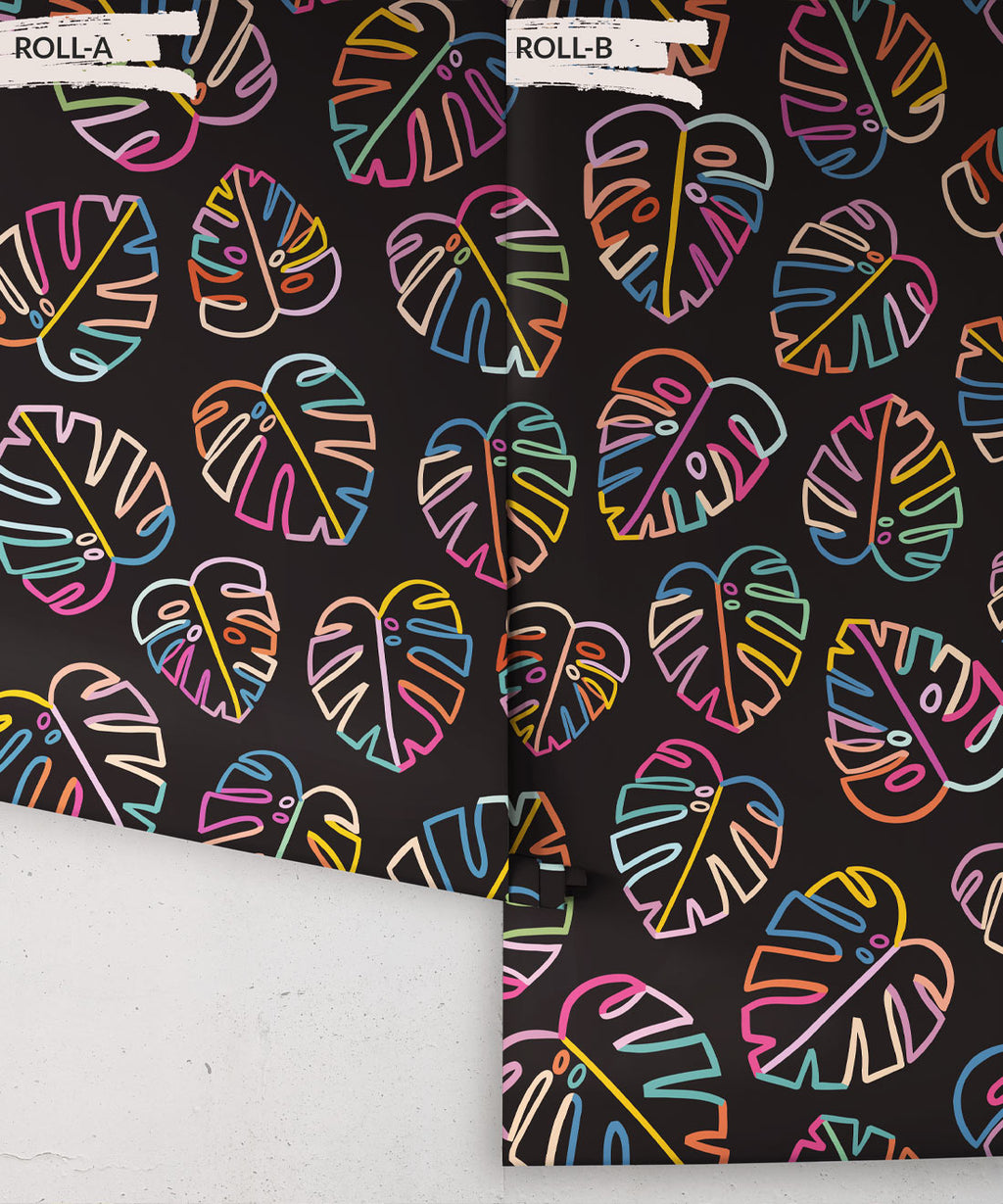 Monstera Love Wallpaper, Black