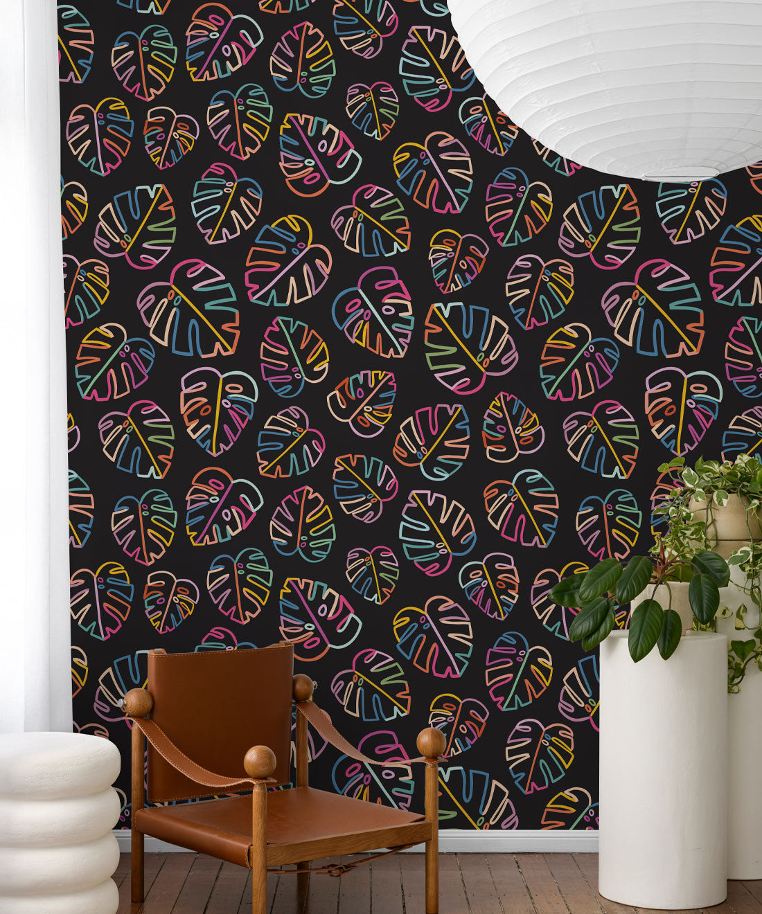 Monstera Love Wallpaper, Black
