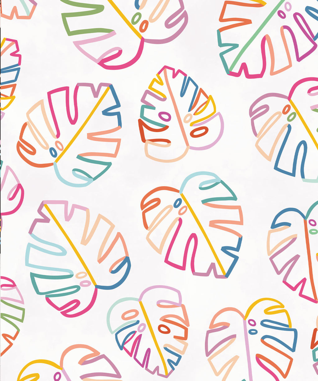 Monstera Love Wallpaper, White