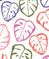 Neon Monstera Love Mural, White