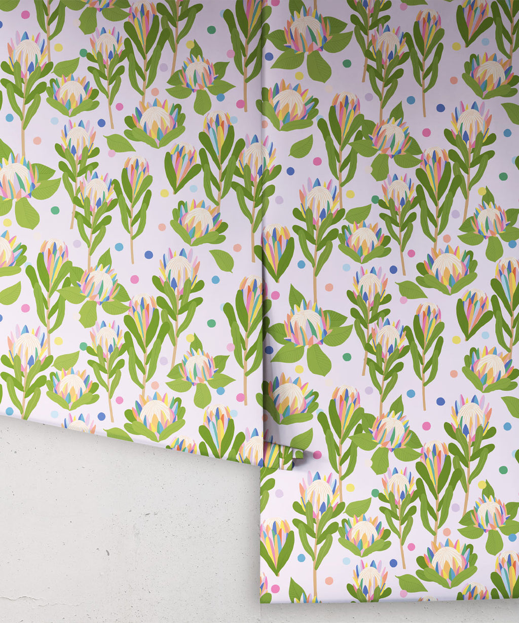 Protea Party Wallpaper, Fruity Lilac