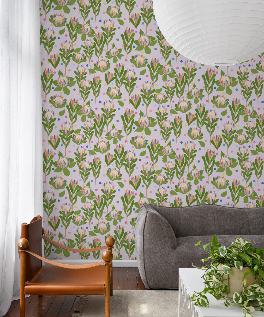 Protea Party Wallpaper, Fruity Lilac