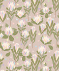 Protea Party Wallpaper, Pastel Coffee