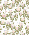 Protea Party Wallpaper, Pastel White