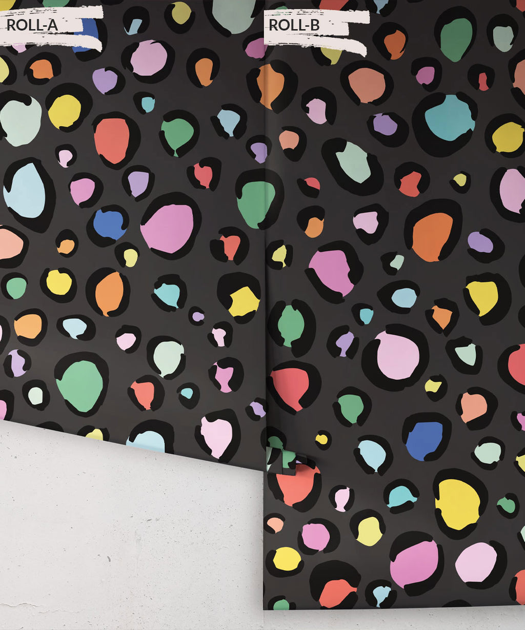 Rainbow Leopard Wallpaper, Charcoal