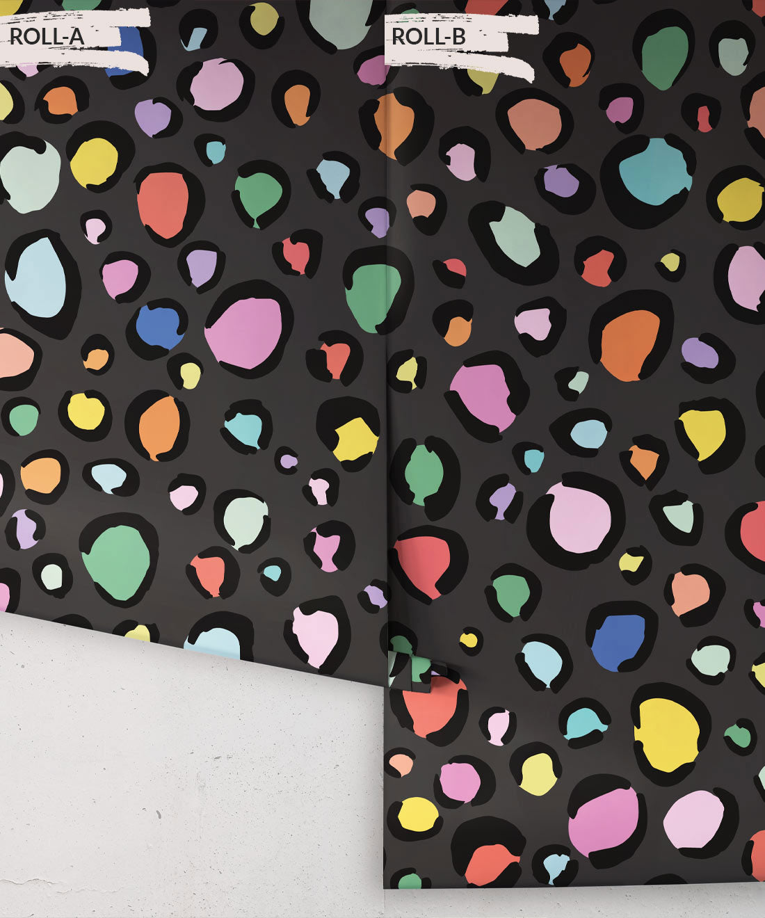 Rainbow Leopard Wallpaper, Charcoal