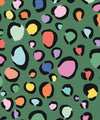 Rainbow Leopard Wallpaper, Deep Green