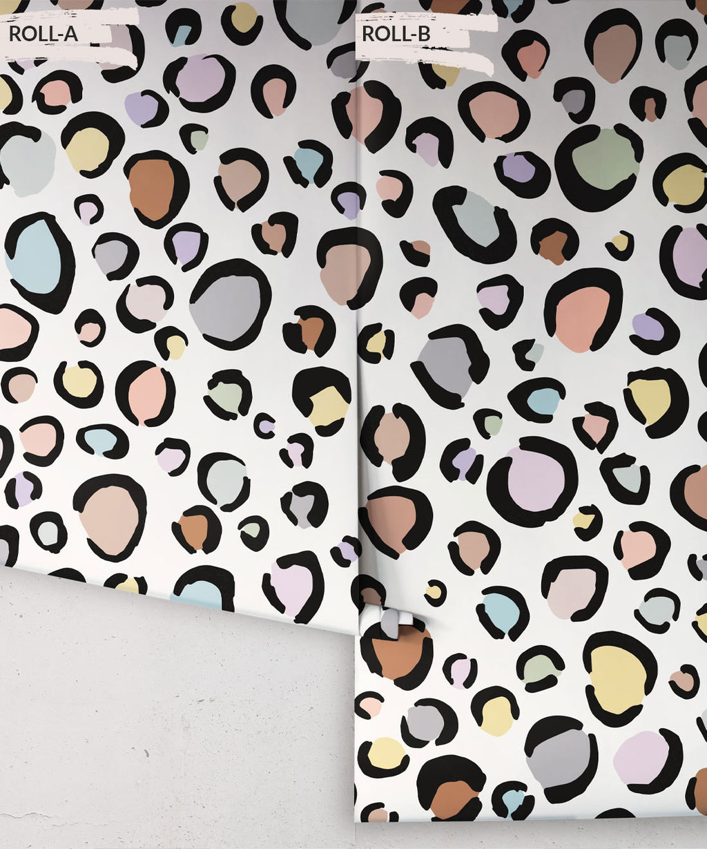 Rainbow Leopard Wallpaper, Pastel Cream