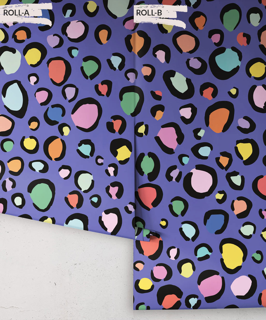Rainbow Leopard Wallpaper, Periwinkle