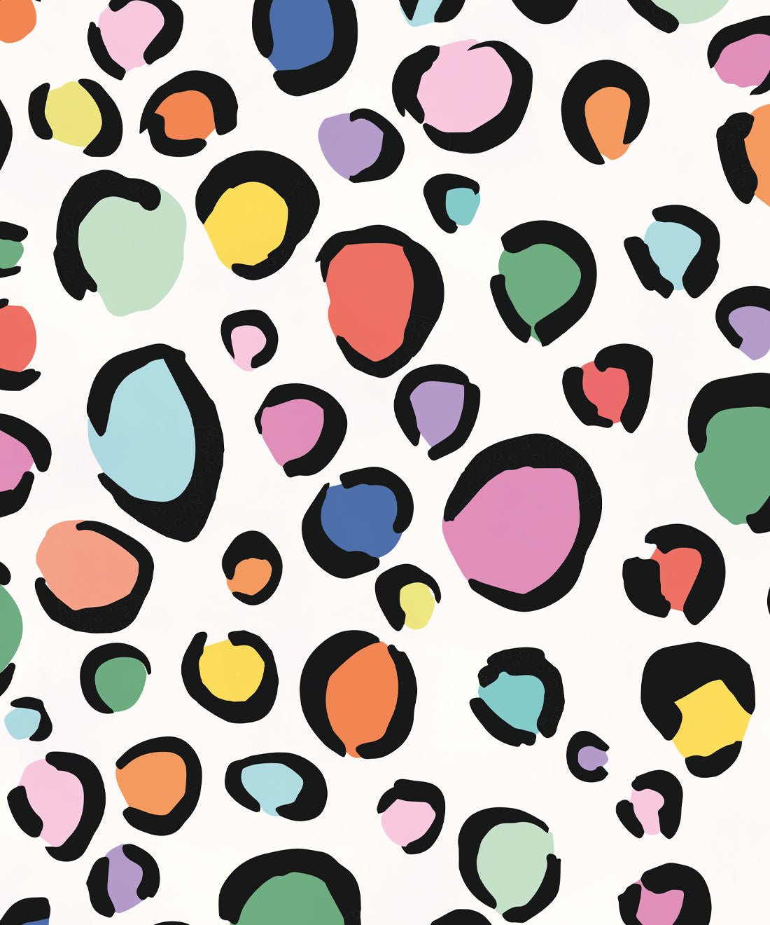 Rainbow Leopard Wallpaper, White