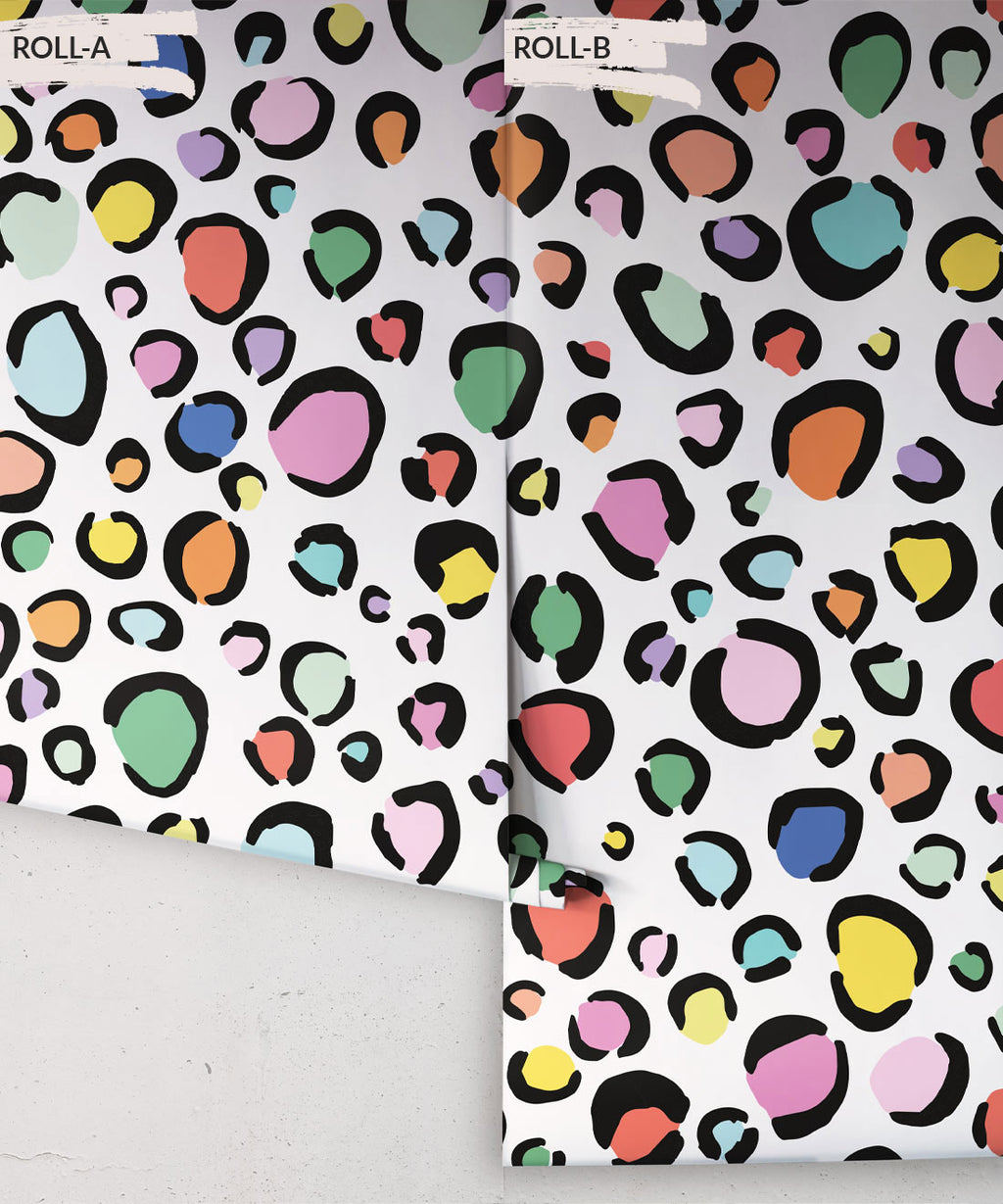 Rainbow Leopard Wallpaper, White
