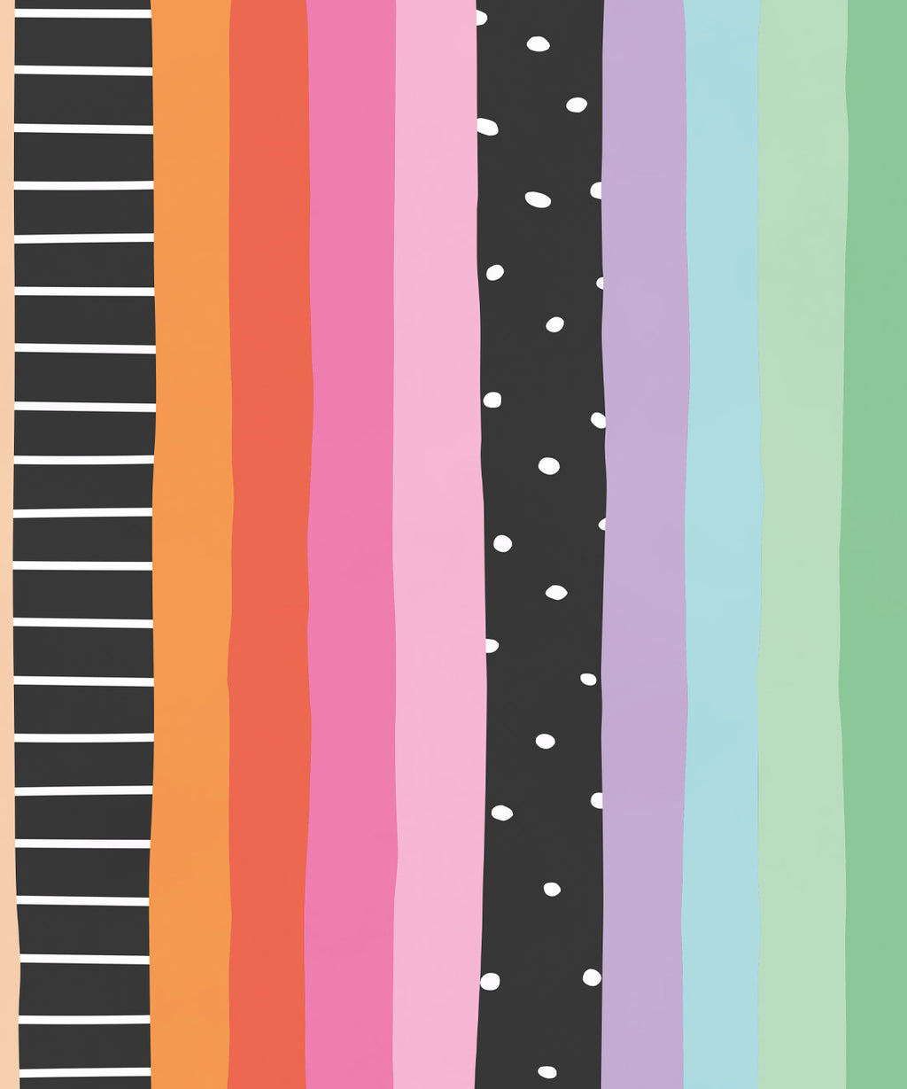 Rainbow Wall Mural, Bright Black