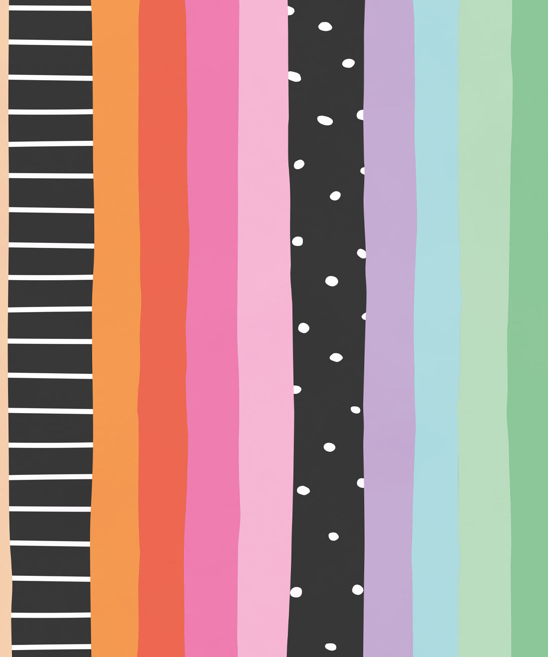 Rainbow Wall Mural, Bright Black