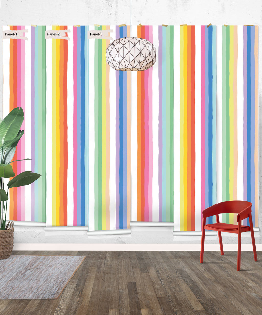 Rainbow Wall Mural, Bright Simple