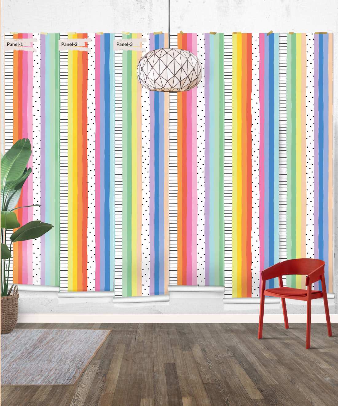 Rainbow Wall Mural, Bright White