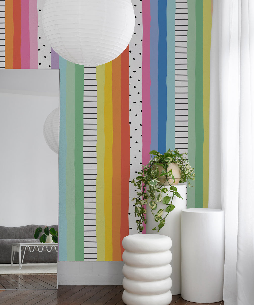 Rainbow Wall Mural, Bright White
