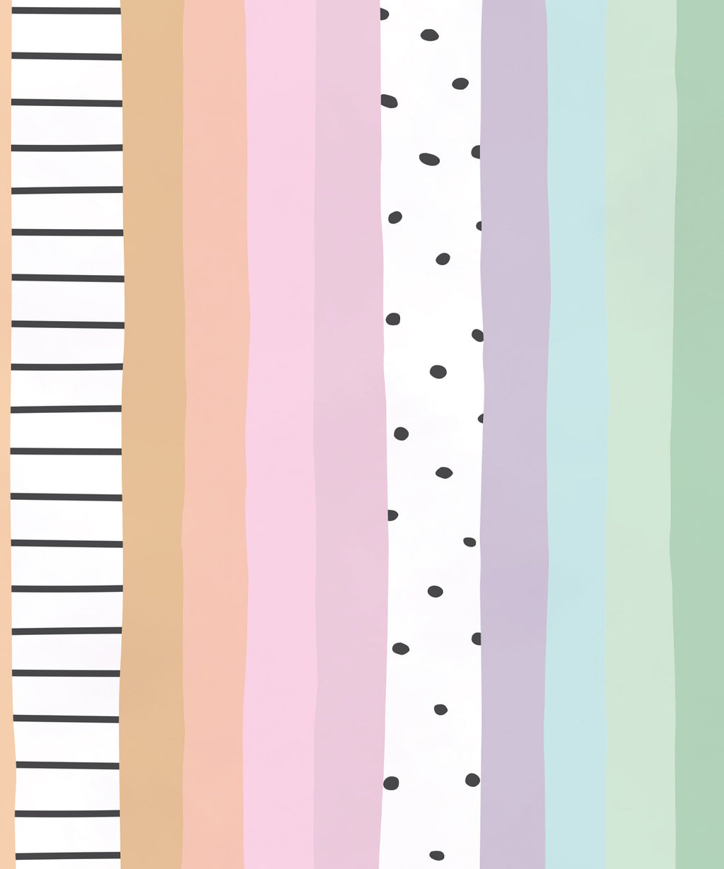 Rainbow Wall Mural, Pastel White