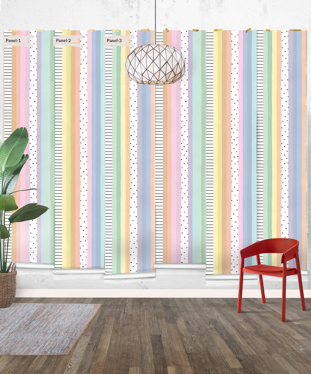 Rainbow Wall Mural, Pastel White