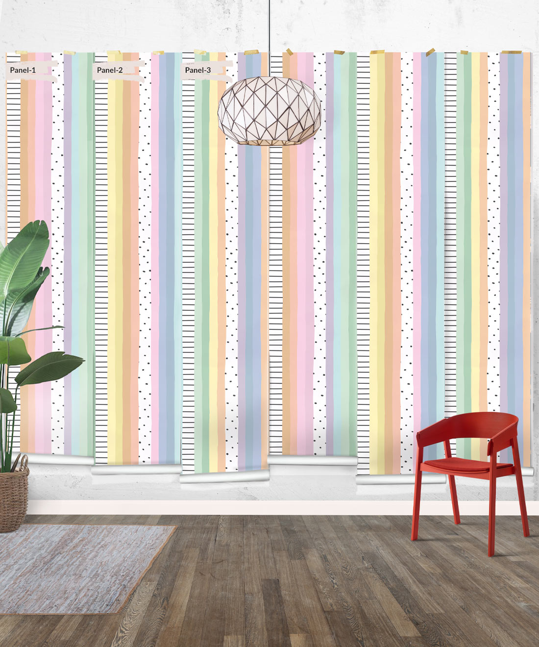 Rainbow Wall Mural, Pastel White