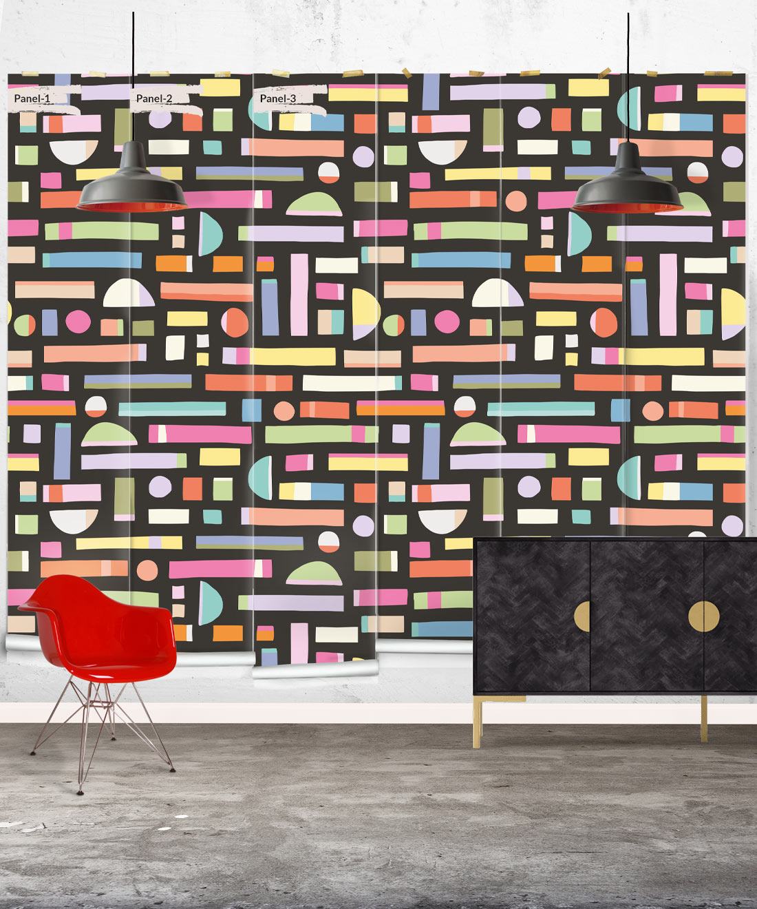 Shape Play Mural, Black