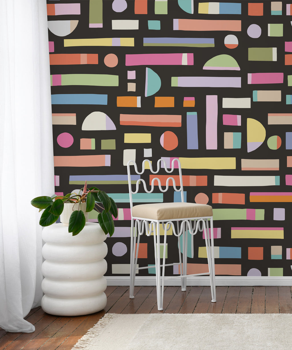 Shape Play Mural, Black