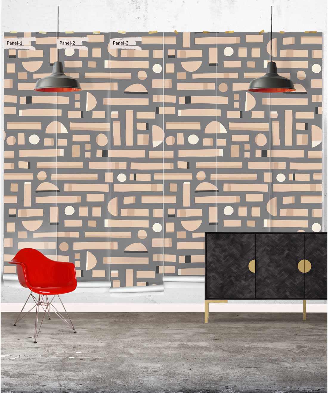 Shape Play Mural, Grey